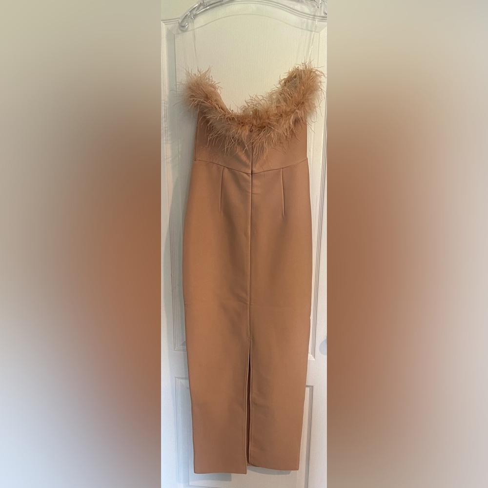 Feather Trim Maxi Bandage Dress - Picture 4 of 8